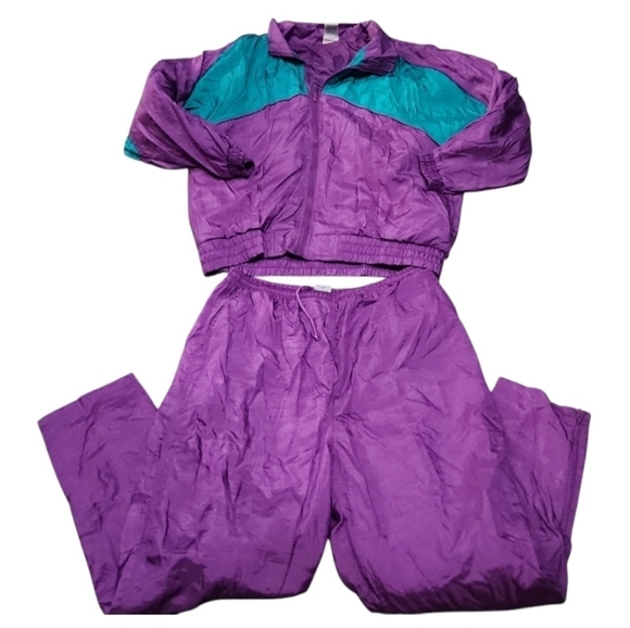 Halston Heritage Jackets & Blazers - Haband Purple and Teal Bomber Jacket Windbreaker Tracksuit